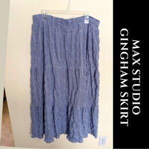 Max Studio Navy Gingham Maxi Skirt